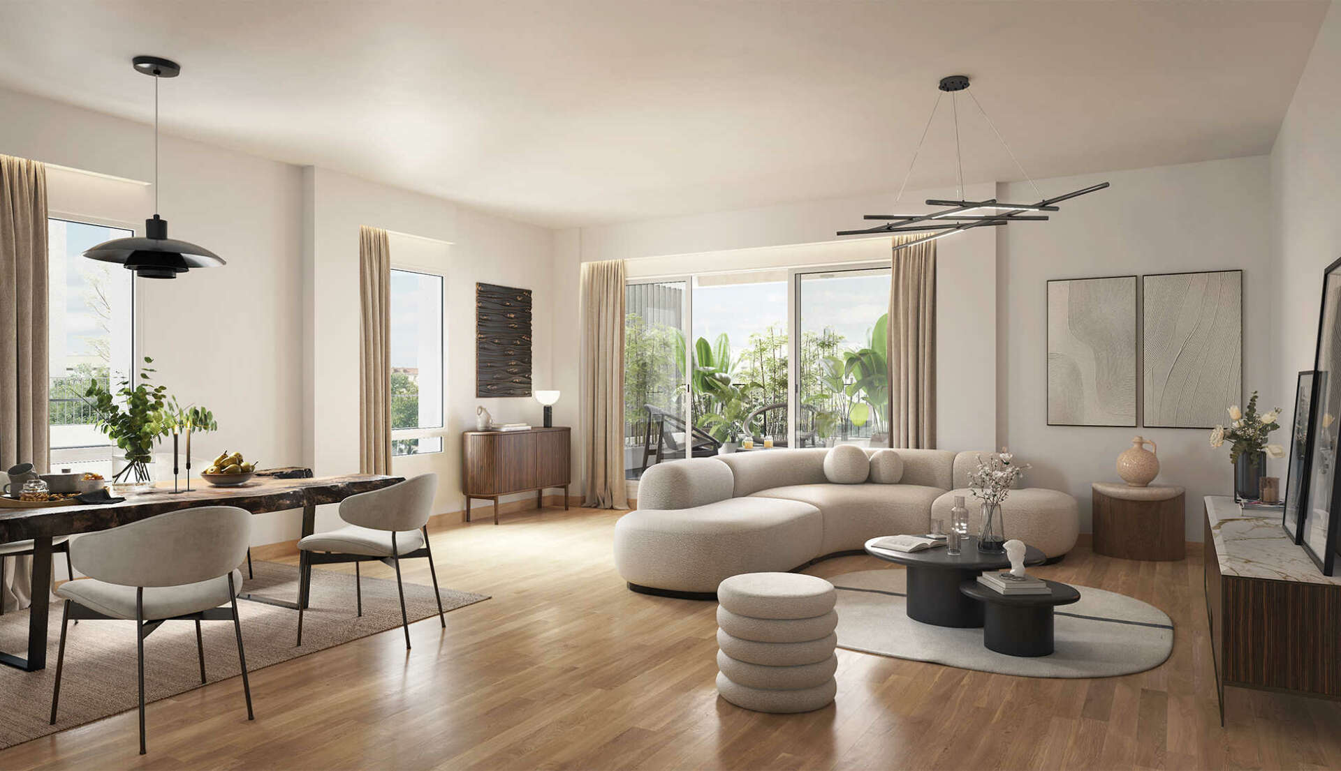 Exemple du séjour d'un appartement de la résidence FILIGRANE à Lyon 7